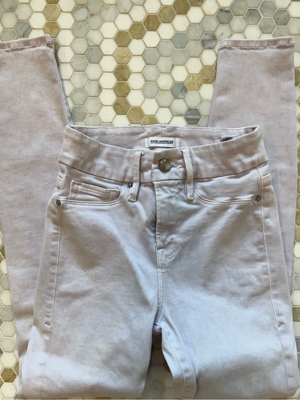 Good American Pastel Lavender Skinny Jeans